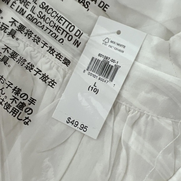 Gap Kids Girls Eyelet Puff Sleeve Dress White Ivory Cotton Embroidered LG 10 - Picture 4 of 6